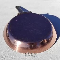 Vintage French 7.7inch Round Copper Frying Pan Tin Lining Cast Iron Handle 1.8lb