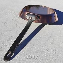 Vintage French 7.7inch Round Copper Frying Pan Tin Lining Cast Iron Handle 1.8lb