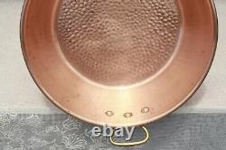 Vintage French Copper Jam Pan Hammered With Bronze Handles 14.8inch 3.7lbs