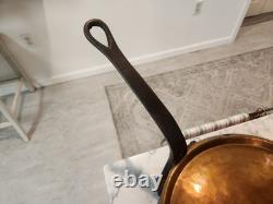 Vintage French Copper Saute Pan 9.5 Cast Iron Handle France 7 lbs Thick With Lid