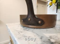 Vintage French Copper Saute Pan 9.5 Cast Iron Handle France 7 lbs Thick With Lid