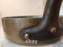 Vintage French Copper Saute Pan 9.5 Cast Iron Handle France 7 lbs Thick With Lid