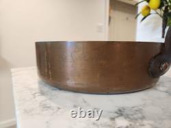 Vintage French Copper Saute Pan 9.5 Cast Iron Handle France 7 lbs Thick With Lid