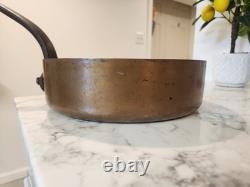 Vintage French Copper Saute Pan 9.5 Cast Iron Handle France 7 lbs Thick With Lid