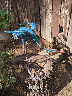 Vintage French Sculpted Cast Iron Cranes Garden Birds Painted