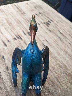 Vintage French Sculpted Cast Iron Cranes Garden Birds Painted