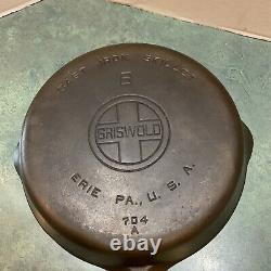 Vintage GRISWOLD #8 Cast Iron Skillet Large Logo 704 A Lye Cleaned Wobble/Spin