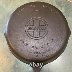 Vintage GRISWOLD #8 Cast Iron Skillet Large Logo 704 W Lye Cleaned Sets Level