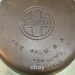 Vintage GRISWOLD #8 Cast Iron Skillet Large Logo 704 W Lye Cleaned Sets Level