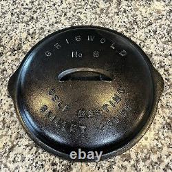 Vintage GRISWOLD CAST IRON #8 SKILLET Large Logo & Self Basting Lid Erie PA READ