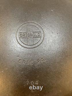 Vintage GRISWOLD Cast Iron SKILLET #8 704 L Small Block Logo Erie, PA Level