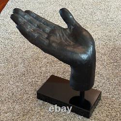 Vintage Global Views Cast Iron Hand on Marble Base MASSIVE 23 lbs RARE
