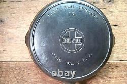 Vintage Griswold Big Block Logo Cast Iron Skillet # 12 719 Inset Heat Ring Vguc