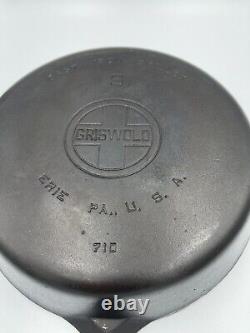 Vintage Griswold Cast Iron Skillet Frying Pan # 9 Large Block Logo