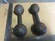 Vintage Gym Early Round Head Dumbells Weights Cast Iron 10 Lb. Set