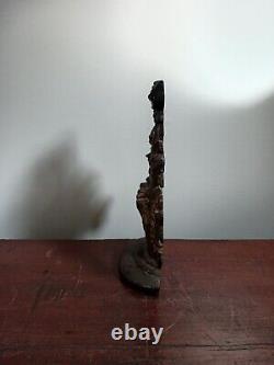 Vintage HUBLEY Cast Iron Doorstop #189 Basket of Flowers Original Paint