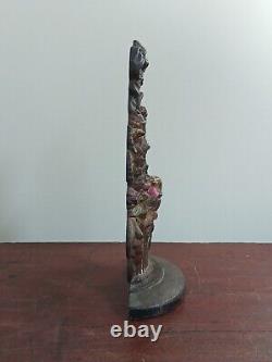 Vintage HUBLEY Cast Iron Doorstop #189 Basket of Flowers Original Paint