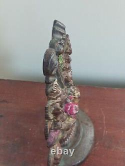 Vintage HUBLEY Cast Iron Doorstop #189 Basket of Flowers Original Paint
