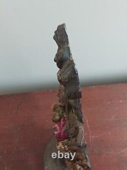 Vintage HUBLEY Cast Iron Doorstop #189 Basket of Flowers Original Paint