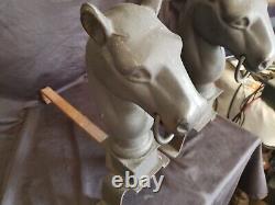 Vintage Horse Head Andirons Horsehead Cast Iron 15 tall & 20lbs Each NICE ONES