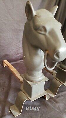 Vintage Horse Head Andirons Horsehead Cast Iron 15 tall & 20lbs Each NICE ONES