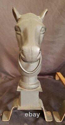 Vintage Horse Head Andirons Horsehead Cast Iron 15 tall & 20lbs Each NICE ONES