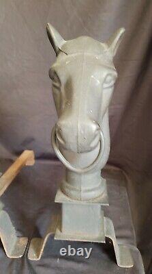 Vintage Horse Head Andirons Horsehead Cast Iron 15 tall & 20lbs Each NICE ONES