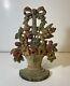 Vintage Hubley Cast Iron Basket Of Flowers Doorstop #189 -orig. Paint