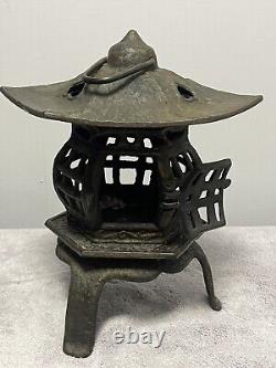 Vintage Japanese Cast Iron Pagoda Garden Lantern Weights Over 9LBS