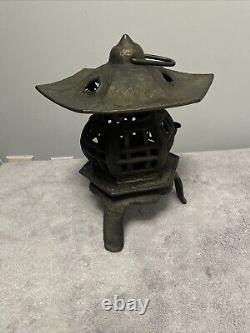 Vintage Japanese Cast Iron Pagoda Garden Lantern Weights Over 9LBS