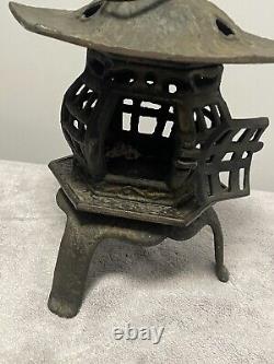Vintage Japanese Cast Iron Pagoda Garden Lantern Weights Over 9LBS