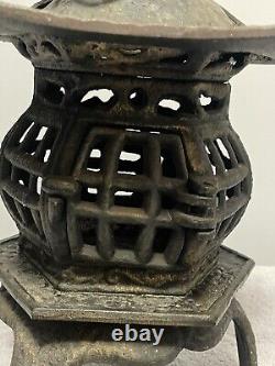 Vintage Japanese Cast Iron Pagoda Garden Lantern Weights Over 9LBS