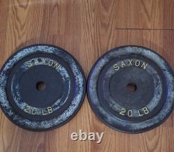 Vintage Jowett-Era Saxon 20 lb Plates (Pair) Rare Collectible Iron