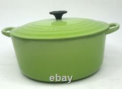 Vintage LE CREUSET 28 Round Dutch Oven Kiwi Green 7.25 Quart Cast Iron Pot & Lid