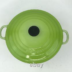 Vintage LE CREUSET 28 Round Dutch Oven Kiwi Green 7.25 Quart Cast Iron Pot & Lid