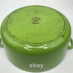 Vintage LE CREUSET 28 Round Dutch Oven Kiwi Green 7.25 Quart Cast Iron Pot & Lid