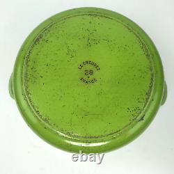 Vintage LE CREUSET 28 Round Dutch Oven Kiwi Green 7.25 Quart Cast Iron Pot & Lid