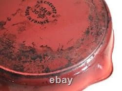 Vintage LE CREUSET Red Enamel CAST IRON SKILLET 11 3/4 30cm Made in France
