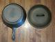 Vintage Lodge Cast Iron Skillet Chicken Frying Pan With Matching Lid #8 3-notch
