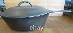 Vintage LODGE Cast Iron SKILLET Chicken Frying Pan With Matching Lid #8 3-Notch