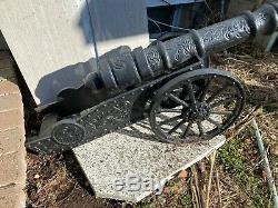 Vintage Large 35 Big Cast Iron Cannon, weights about 100lb
