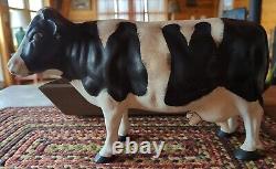 Vintage Large Rare Cast Iron Cow Farm Animal Doorstop 20 lbs. 17 Long HEAVY
