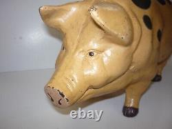 Vintage Large Rare Cast Iron Piggy Bank Doorstop 22 lbs. 17 Long Butcher Shop