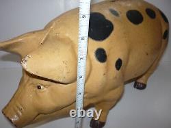 Vintage Large Rare Cast Iron Piggy Bank Doorstop 22 lbs. 17 Long Butcher Shop