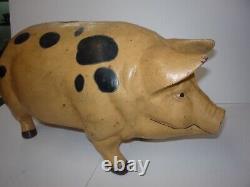 Vintage Large Rare Cast Iron Piggy Bank Doorstop 22 lbs. 17 Long Butcher Shop