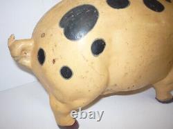 Vintage Large Rare Cast Iron Piggy Bank Doorstop 22 lbs. 17 Long Butcher Shop