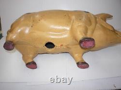 Vintage Large Rare Cast Iron Piggy Bank Doorstop 22 lbs. 17 Long Butcher Shop