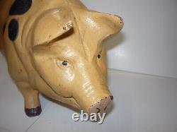 Vintage Large Rare Cast Iron Piggy Bank Doorstop 22 lbs. 17 Long Butcher Shop