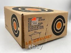 Vintage Le Creuset Dutch Oven Enameled Cast Iron Flame Orange 2501 E 4.5 Qt New
