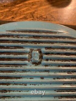 Vintage Le Creuset Oval Dutch Oven E Paris Blue BlkSquare Cast Iron Knob AS IS